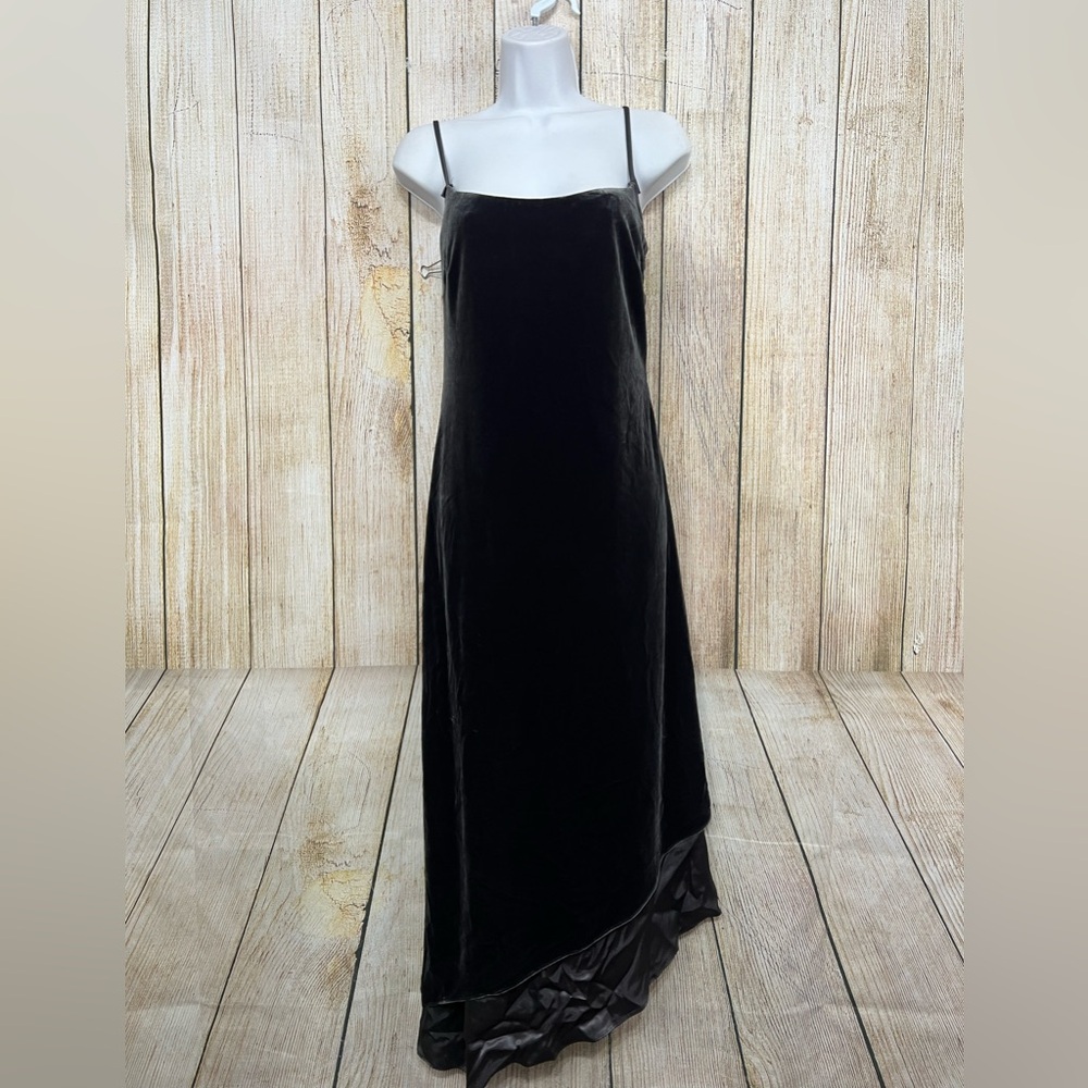 Velvet‎ Slip Dress Maxi Gown 8 Charcoal Gray Asymmetrical Fairy Whimsigoth HOCO